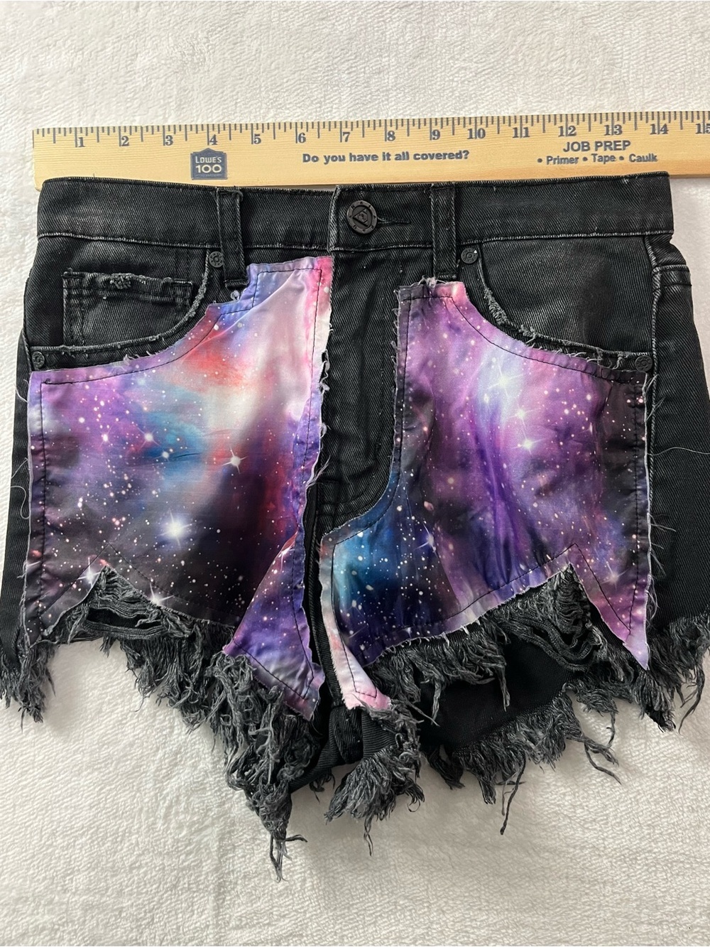 UNIF Space Out High Waist Distressed Galaxy Shorts Size 26 Festival Grunge Y2K - Picture 7 of 8